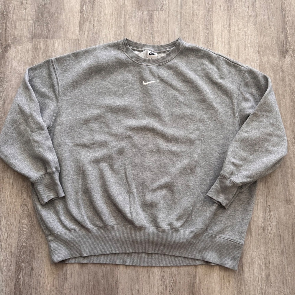 Nike Gray Crewneck Sweatshirt with White Swoosh
